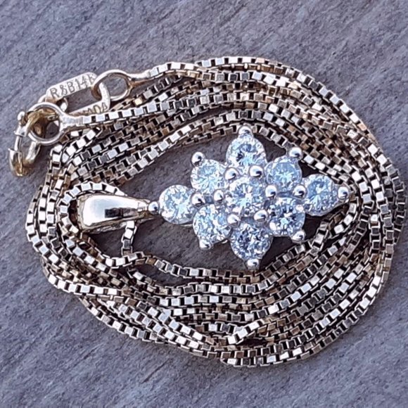 .45tcw Diamond necklace 14k gold Estate